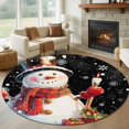 thumbnail image 1 of Round Rugs 8Ft, Black Snowman Christmas Round Area Rug Washable Indoor Throw Carpet, Berry Snowflake Xmas Large Non Slip Circle Rug for Kids Room RV Home Decor Aesthetic, 1 of 8
