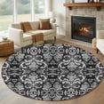 thumbnail image 1 of Round Rugs 8Ft, Black and White Round Area Rug Washable Indoor Throw Carpet, Modern Luxurious Geometric Abstract Art Large Non Slip Circle Rug for Kids Room RV Home Decor Aesthetic, 1 of 8