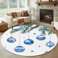 thumbnail image 1 of Round Rugs 8Ft, Blue Christmas Balls Round Area Rug Washable Indoor Throw Carpet, Xmas Botanical Snowflake Large Non Slip Circle Rug for Kids Room RV Home Decor Aesthetic, 1 of 8
