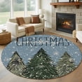 thumbnail image 1 of Round Rugs 8Ft, Blue Christmas Tree Round Area Rug Washable Indoor Throw Carpet, Green Xmas Tree Snowflake Large Non Slip Circle Rug for Kids Room RV Home Decor Aesthetic, 1 of 8