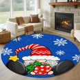 thumbnail image 1 of Round Rugs 8Ft, Blue Gnomes Christmas Round Area Rug Washable Indoor Throw Carpet, Snowflake Xmas Balls Large Non Slip Circle Rug for Kids Room RV Home Decor Aesthetic, 1 of 8