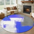 thumbnail image 1 of Round Rugs 8Ft, Blue Purple Gray Round Area Rug Washable Indoor Throw Carpet, Abstract Geometric Oil Painted Contemporary Large Non Slip Circle Rug for Kids Room RV Home Decor Aesthetic, 1 of 8