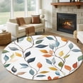 thumbnail image 1 of Round Rugs 8Ft, Colorful Leaf Round Area Rug Washable Indoor Throw Carpet, Pastoral Botanical Summer Spring Large Non Slip Circle Rug for Kids Room RV Home Decor Aesthetic, 1 of 8