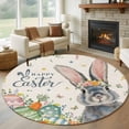 thumbnail image 1 of Round Rugs 8Ft, Happy Easter Round Area Rug Washable Indoor Throw Carpet, Spring Bunny Easter Eggs Floral Beige Burlap Large Non Slip Circle Rug for Kids Room RV Home Decor Aesthetic, 1 of 8