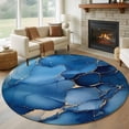 thumbnail image 1 of Round Rugs 8Ft, Navy Blue Marble Round Area Rug Washable Indoor Throw Carpet, Modern Ink Painting Abstract Art Luxury Large Non Slip Circle Rug for Kids Room RV Home Decor Aesthetic, 1 of 8
