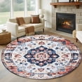 thumbnail image 1 of Round Rugs 8Ft, Orange Vintage Boho Round Area Rug Washable Indoor Throw Carpet, Southwestern Art Ethnic Large Non Slip Circle Rug for Kids Room RV Home Decor Aesthetic, 1 of 8