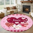 thumbnail image 1 of Round Rugs 8Ft, Pink Valentines Day Round Area Rug Washable Indoor Throw Carpet, Love Hearts Romantic Farmhouse Large Non Slip Circle Rug for Kids Room RV Home Decor Aesthetic, 1 of 8