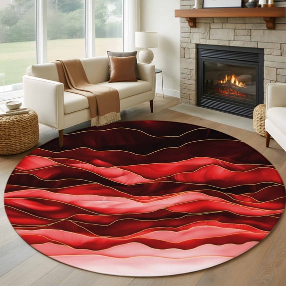 Round Rugs 8Ft, Red Ombre Round Area Rug Washable Indoor Throw Carpet ...