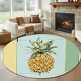 thumbnail image 1 of Round Rugs 8Ft, Summer Pineapple Round Area Rug Washable Indoor Throw Carpet, Yellow Blue Green Striped Geometric Large Non Slip Circle Rug for Kids Room RV Home Decor Aesthetic, 1 of 8