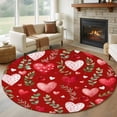 thumbnail image 1 of Round Rugs 8Ft, Valentines Round Area Rug Washable Indoor Throw Carpet, Pink Red Love Heart Spring Green Botanical Large Non Slip Circle Rug for Kids Room RV Home Decor Aesthetic, 1 of 8