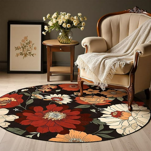 Round Rugs , Non Slip Washable Circle Rug for Bedroom Mountain Boho Round Area Rug for Living Room, Modern Soft Accent Carpet for Entryway Dining Room