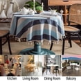 thumbnail image 1 of Round Rustic Tablecloth Farmhouse Striped Cotton Linen Tablecloth with Tassel Heavy Duty Table Cover for Tabletop,1 * Round Rustic Tablecloth, 1 of 6