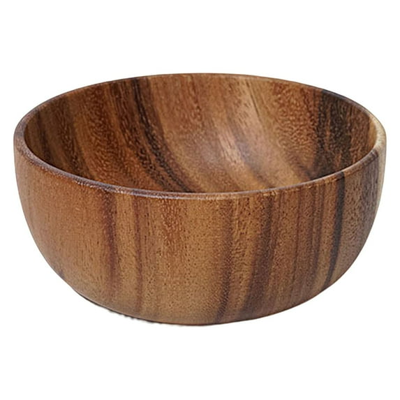 Round Salad Bowl BPA Free Multipurpose Large Capacity Fruit Salad Wooden Serving Bowl for Restaurant