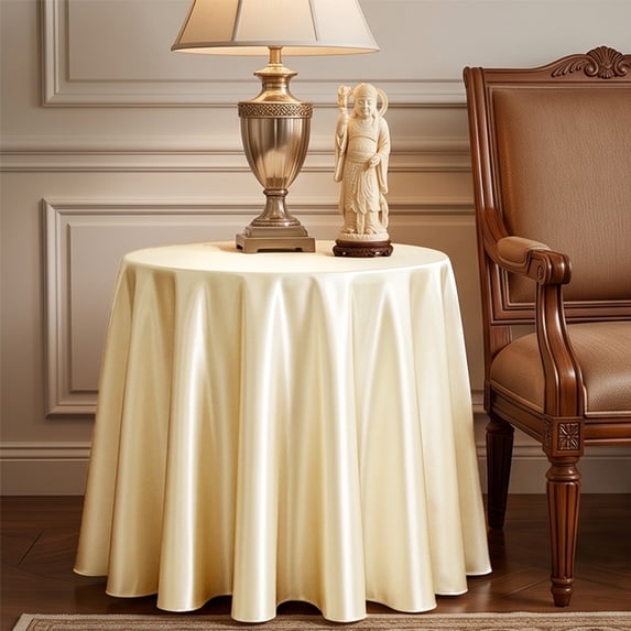 Round Satin Tablecloth, Party Table Cover, Wedding Dining Decor, Elegant Glossy Drape and Wrinkle Recovery Fabric for Dessert Tables, Wedding Receptions, and Home Dining