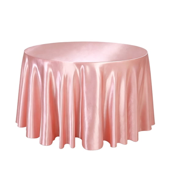 Round Satin Tablecloth, Wrinkle Resistant Fabric Table Cover, Waterproof Smooth Dining Table Cloth, 8 Color Decor for Wedding Banquet Party Home Dining
