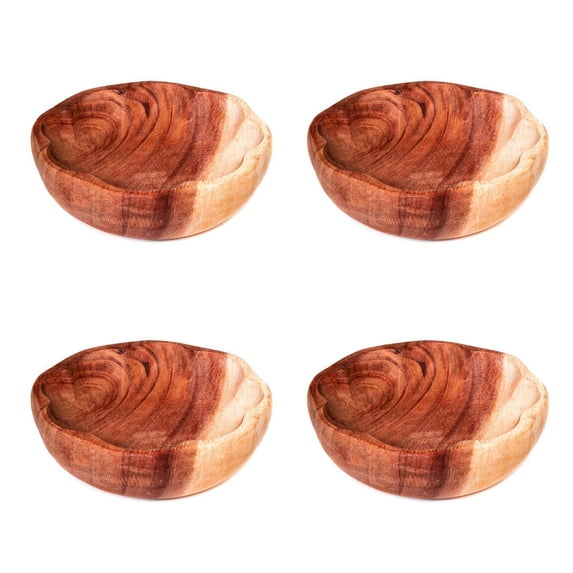 Round Scallop Acacia Wood Bowl 4-Pack