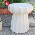 thumbnail image 1 of Round Scalloped Ceramic Garden Stool, Antique White Glaze, 1 of 1
