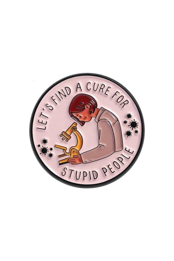 Round Scientist Badge Creative Design Microscope and Letter Brooch Pin Humorous Science Theme Alloy Chest Pin