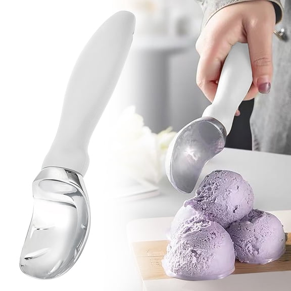 Round Scoop Ice Cream Scooper, Stainless Steel Dessert Scoop Creates Smooth Ice Cream Balls for Sundaes and Cones