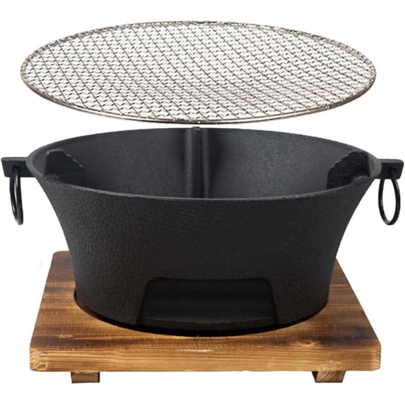 Round Seasoned Cast Iron Charcoal Hibachi Grill