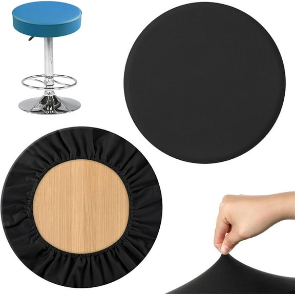 Round Seat Covers,Tutuviw 2 Pcs Waterproof Bar Stool Covers,Elastic Dustproof Stool Seat Slipcover,Round Soft Resistant Protector,Stretchy Chair Cover for Home Kitchen(Black, Diameter 10"-14")