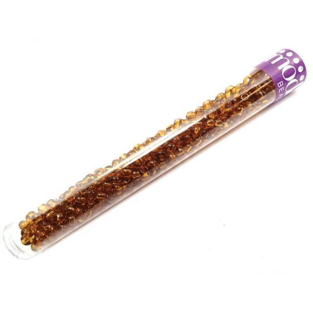 Round Seed Beads 6/0 5.5" Tube-Amber, Pk 6, Mode International