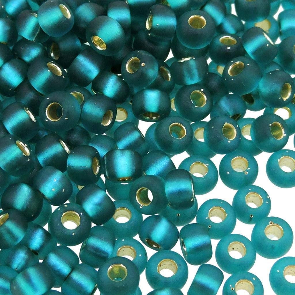 Round Seed Beads Size 6/0 20GM (5 Inch Tube) Matte Silver Lined Teal Green 62425F