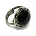 thumbnail image 1 of Round Semi Precious Healing Gemstone Crystal Cabochon Silver Metal Border Adjustable Ring - Womens Natural Fashion Handmade Jewelry Boho Accessories, 1 of 3