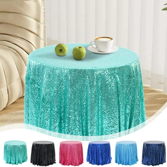 Round Sequin Tablecloth for Weddings Parties | Shiny Glitter Decorative Polyester Table Cover 47x47 in | Multiple Color Options | Sparkle Event Banquet Decor | Single Piece