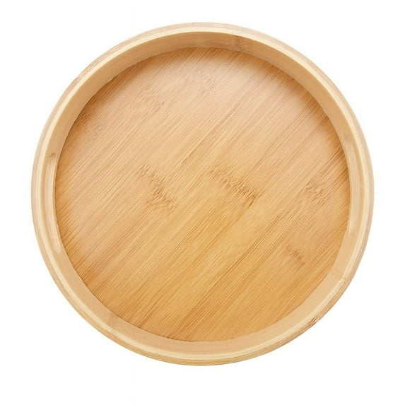 Round Serving Bamboo Wooden Tray for Dinner Trays Tea Bar Breakfast Food Container Handle Storage 1