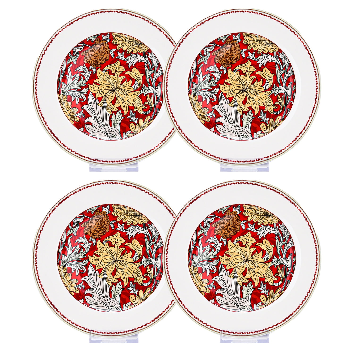 Round Serving Plate Morris Garden Dessert Plate Set of 4 (bordeaux ...