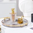 thumbnail image 1 of Round Serving Tray, Clear Plastic Tray with Detachable Handles, Decorative Cup Storage Tray for Coffee Table Living Room, 1 of 5