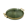thumbnail image 1 of Round Serving Tray, Gold Round Fruit Plate Double Ear Tray, Clear Serving Tray Decorative Trays For Living Room, Bathroom, Kitchen, Snack Coffee Bread Fruit, 1 of 8