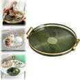 thumbnail image 1 of Round Serving Tray Plastic Tray with Handles Decorative Platter Coffee Table Tray, Gold Plastic Round Serving Tray with Handles, Decorative Platter for Breakfast, Drinks, and Snacks, 1 of 3