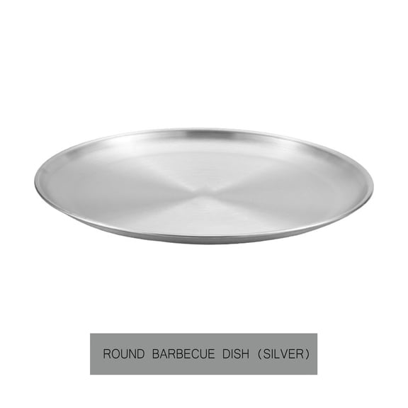 Round Serving Tray Stainless Steel Round Utility Tray Set, Heavy Duty Heat-Resistant Metal Trays for Oven Use and Multi-Purpose Serving Round Tray