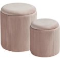 thumbnail image 1 of Round Set of 2 Ottoman with Storage-Upholstered Velvet Vanity Stool for Makeup Multifunctional Ottomans Coffee Table Padded Seat Foot Rest for Living Room&Bedroom (Pink), 1 of 12