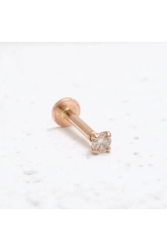 Round Shape 0.60ct lab Created diamond nose stud ring piercing 14k rose gold Plated