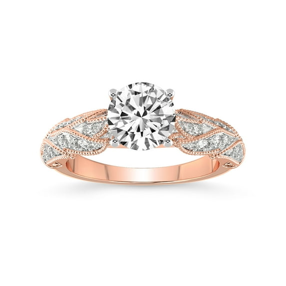 Round Shape 1 Carat IGI Certified Lab Grown Diamond Ring | 14K Rose Gold | Vintage Willow Lab Diamond Engagement Ring | FG-VS1-VS2 Quality Friendly Diamonds