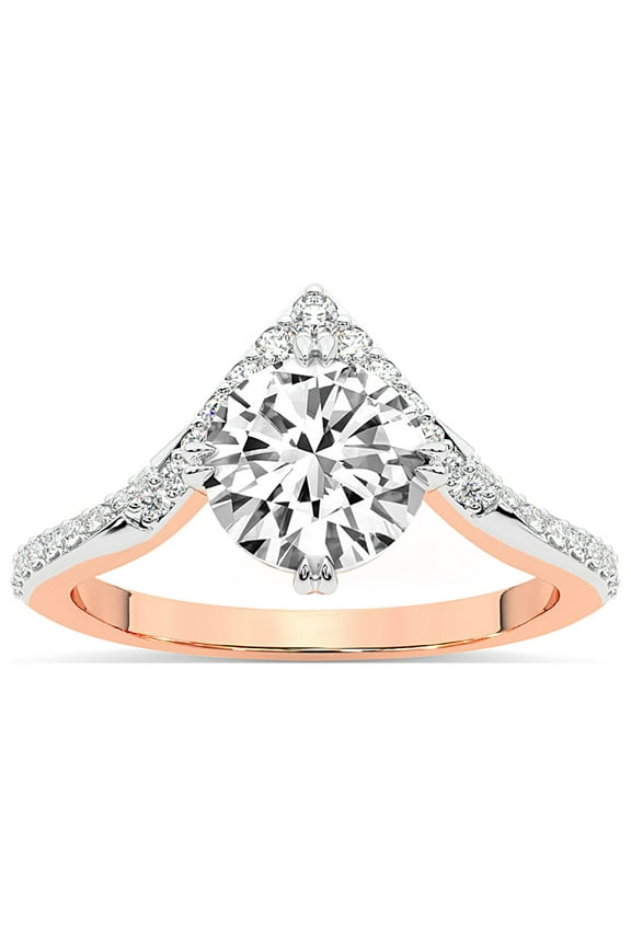 Round Shape 2 Carat IGI Certified Lab Grown Diamond Ring | 14K Rose Gold | Athena Chevron Twist Diamond Ring | FG-VS1-VS2 Quality Friendly Diamonds