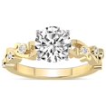 thumbnail image 1 of Round Shape 3 Carat IGI Certified Lab Grown Diamond Ring | 14K Yellow Gold |Catrina Cutwork Lab Diamond Engagement Ring | FG-VS1-VS2 Quality Friendly Diamonds, 1 of 5