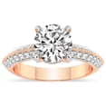 thumbnail image 1 of Round Shape 4 Carat IGI Certified Lab Grown Diamond Ring | 14K Rose Gold |Dua Side Stone Knife Edge Diamond Ring | FG-VS1-VS2 Quality Friendly Diamonds, 1 of 5