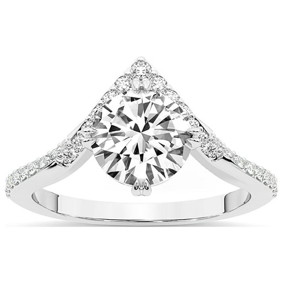 Round Shape 4 Carat IGI Certified Lab Grown Diamond Ring | 14K White Gold | Athena Chevron Twist Diamond Ring | FG-VS1-VS2 Quality Friendly Diamonds