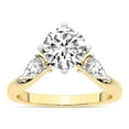 thumbnail image 1 of Round Shape 4 Carat IGI Certified Lab Grown Diamond Ring | 14K Yellow Gold | Joella Three Stone Chevron Diamond Ring | FG-VS1-VS2 Quality Friendly Diamonds, 1 of 5
