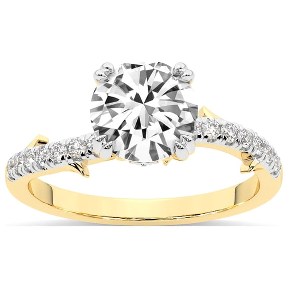 Round Shape 5 Carat IGI Certified Lab Grown Diamond Ring | 14K Yellow Gold | Phoebe Twigs Diamond Ring | FG-VS1-VS2 Quality Friendly Diamonds