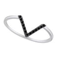 thumbnail image 1 of AFFY Round Shape Black Natural Diamond Accents Solitaire "V" Frame Engagement Ring In 14k White Gold Ring Size-12, 1 of 1