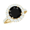 thumbnail image 1 of Rosec Jewels Natural Black Onyx Engagement Ring with Moissanite - Round Black Onyx Halo Ring - AAA Quality - Jewelry Box included, 18K Yellow Gold, US 9.50, 1 of 9