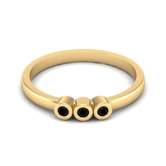 Round Shape Black Spinel Stackable Women Mother's Day Gift Ring 925 Silver Gold Vermeil Delicate Jewelry