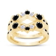 thumbnail image 1 of Round Shape Black & White Cubic Zirconia Solitaire Enhancer Guard 10k Yellow Gold Ring Size - 7, 1 of 7