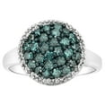 thumbnail image 1 of AFFY Round Shape Blue Natural Diamond Rounded Cluster Engagement Ring In 14K White Gold Over Sterling Silver (1 Cttw), 1 of 1