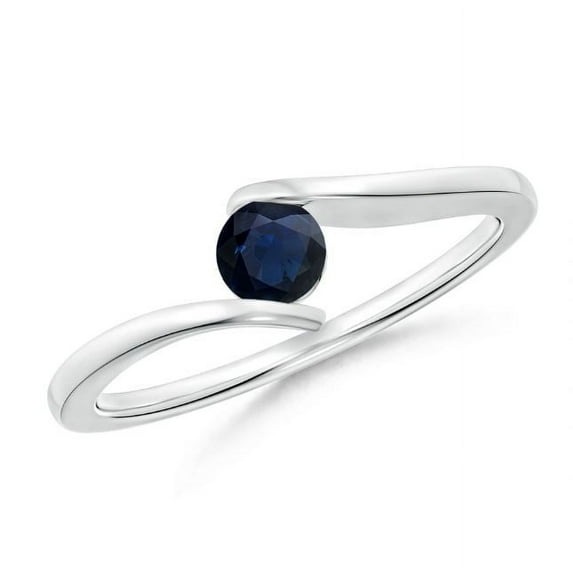 Round Shape Blue Sapphire Band Ring 925 Sterling Silver September Birthstone Christmas New Year Gift Gemstone Jewelry